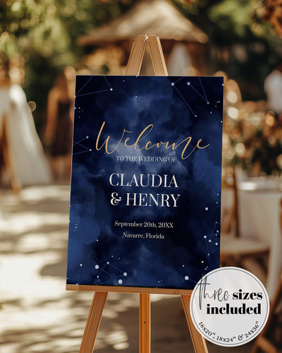 Celestial Wedding Welcome Sign Template, Starry Night Galaxy Theme Printable #066 - TheLovebirdsDesign