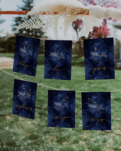Celestial Table Numbers Template, Zodiac Constellation Wedding Printable Décor #066 - TheLovebirdsDesign