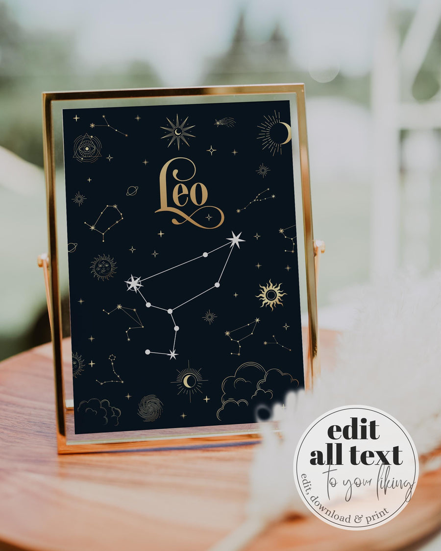 Zodiac Constellation Table Numbers Template, Celestial Wedding Printable Décor 063CE-TBNR - marryful.org