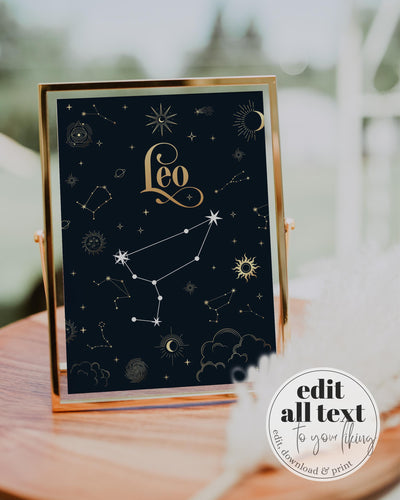 Zodiac Constellation Table Numbers Template, Celestial Wedding Printable Décor #063 - TheLovebirdsDesign