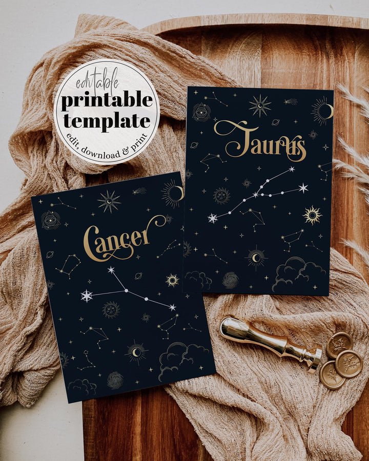 12 Constellations Table Numbers Wedding Seating Sign Celestial Wedding Decorations #063 - TheLovebirdsDesign