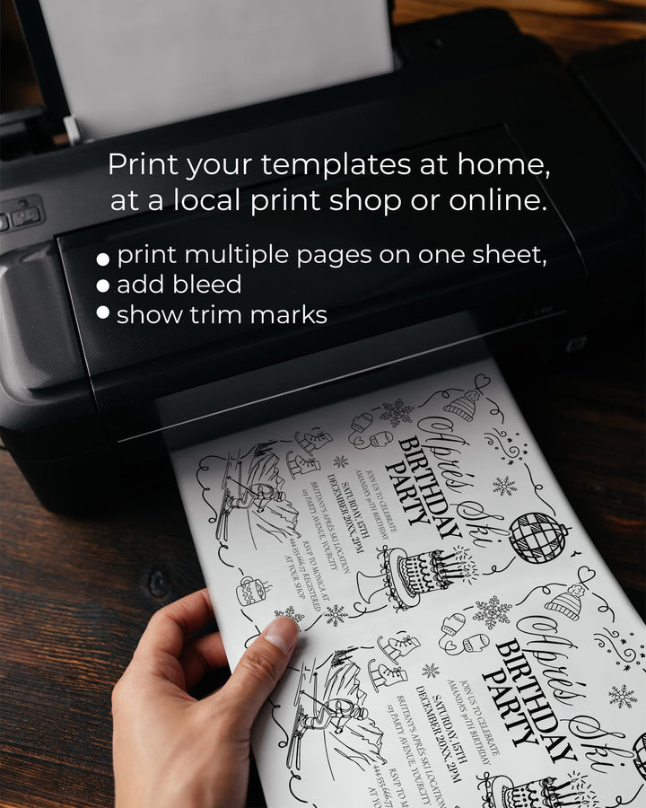 Winter Après-Ski Birthday Invitation, Handwritten Doodle Ski Party Invite #070 - TheLovebirdsDesign