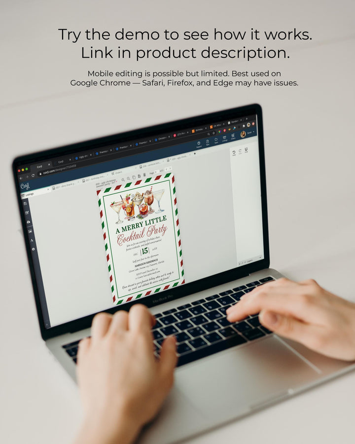 Christmas Cocktail Party Invitation Template: Red & Green (Digital Download) #072 - TheLovebirdsDesign