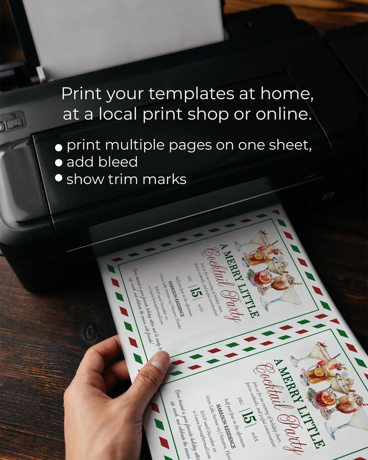 Christmas Cocktail Party Invitation Template: Red & Green (Digital Download) #072 - TheLovebirdsDesign