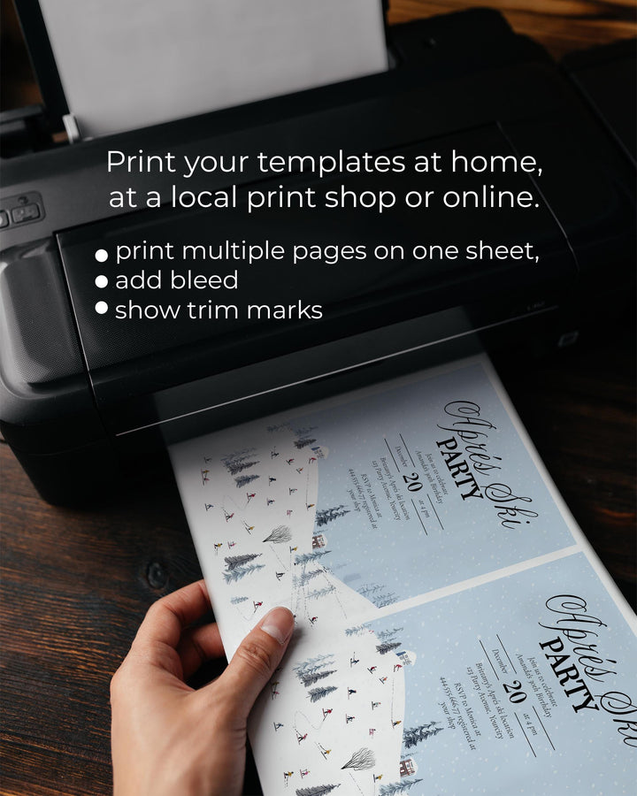 Après Ski Party Invitation, Winter Mountain Lodge Theme, Snowflake Blue Editable Template #072 - TheLovebirdsDesign