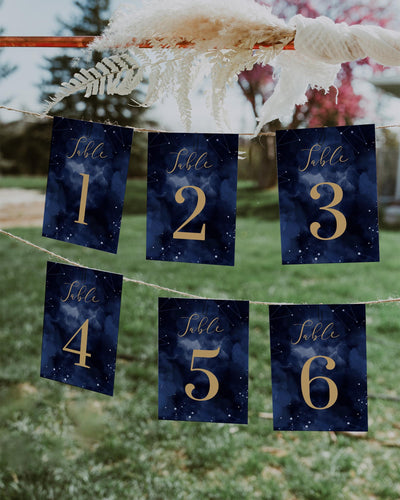 Celestial Table Numbers Template, Starry Night Galaxy Wedding Printable Décor #066 - marryful.org