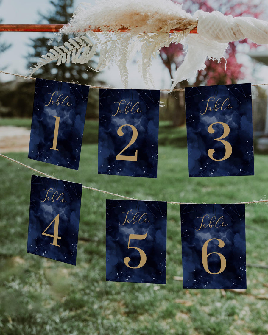 Celestial Table Numbers Template, Starry Night Galaxy Wedding Printable Décor 066CE-TBNR - marryful.org