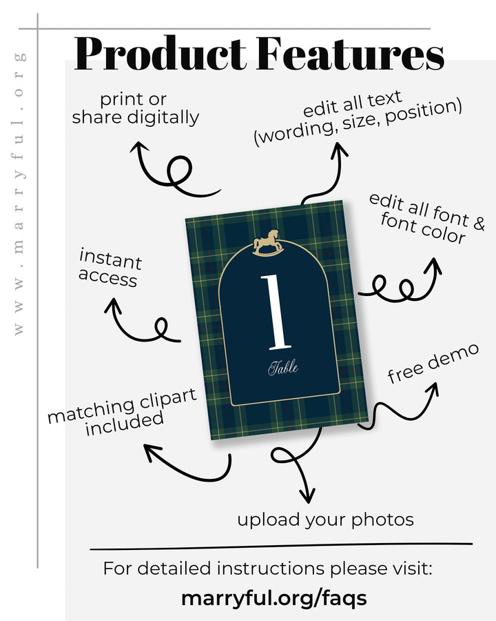 Polo Baby Shower Table Number Template, Vintage Navy Green Gold Rocking Horse Printable #068rl - TheLovebirdsDesign