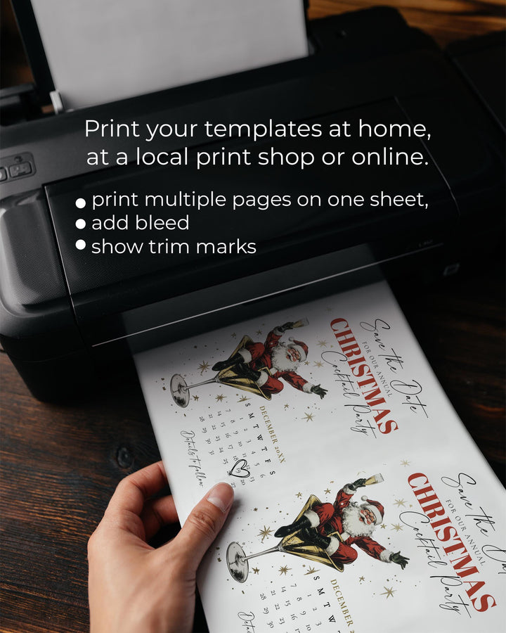 Santa Christmas Cocktail Party Save the Date Template, Retro Holiday Martini Theme #072 - TheLovebirdsDesign