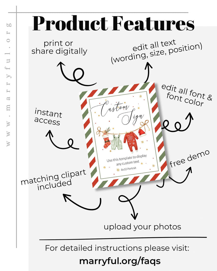 Santa Baby Custom Sign, Christmas Baby Shower Decoration, Red Green Festive Editable Template #072 - TheLovebirdsDesign