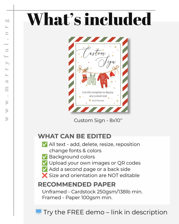 Santa Baby Custom Sign, Christmas Baby Shower Decoration, Red Green Festive Editable Template #072 - TheLovebirdsDesign