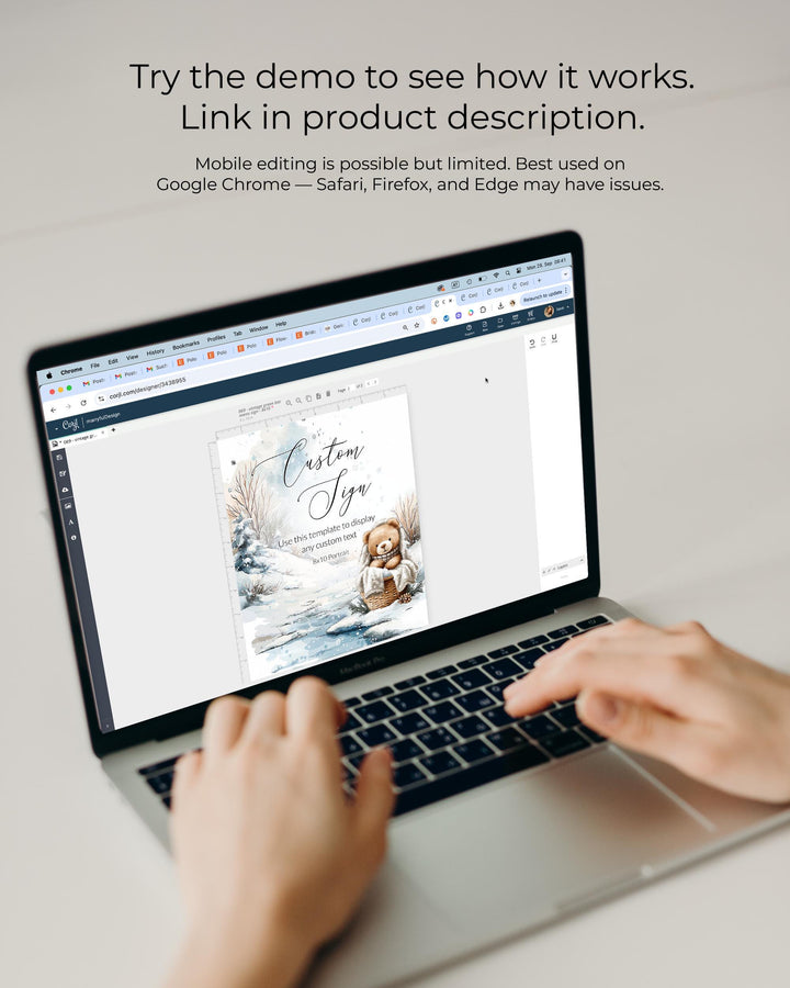 Baby It’s Cold Outside Custom Sign, Winter Teddy Bear Editable Sign Template, Snowy Baby Shower Decoration #072 - TheLovebirdsDesign