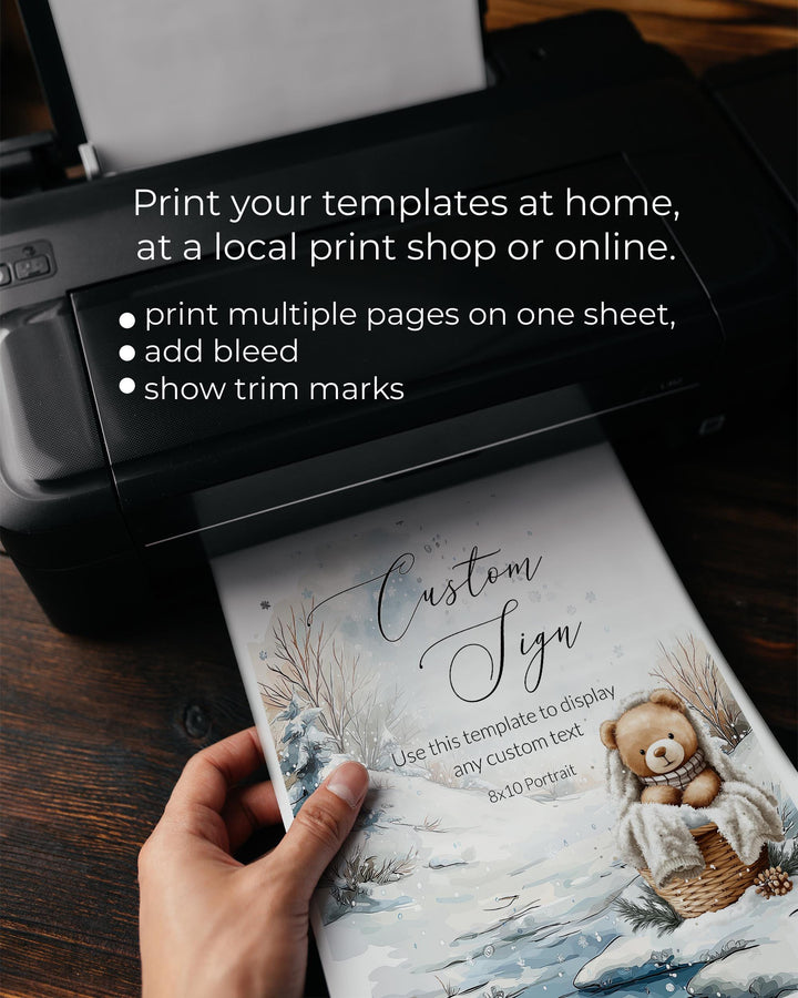 Baby It’s Cold Outside Custom Sign, Winter Teddy Bear Editable Sign Template, Snowy Baby Shower Decoration #072 - TheLovebirdsDesign