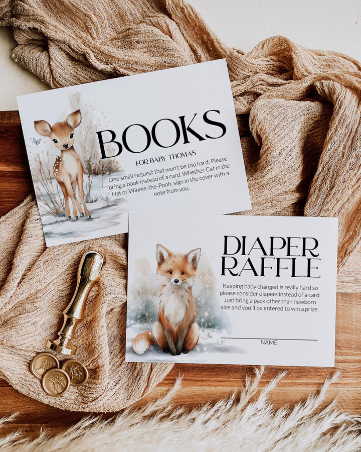 Baby It’s Cold Outside Baby Shower Invitation Set, Winter Teddy Bear Invite, Books for Baby & Diaper Raffle Card Templates #072 - TheLovebirdsDesign