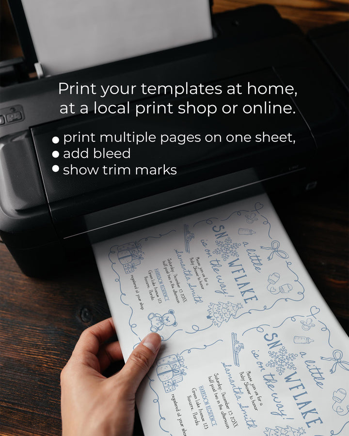 Blue Winter Baby Shower Invitation Suite Snowflake Baby Boy Invite Editable Template #070 - TheLovebirdsDesign