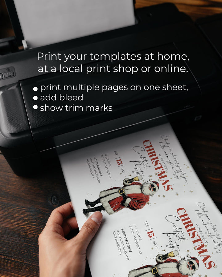 Retro Santa Christmas Party Invitation Editable Holiday Cocktail Celebration Champagne Template #072 - TheLovebirdsDesign