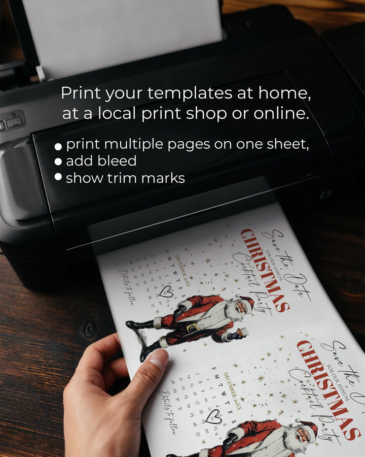 Santa Martini Save The Date Calendar Editable Christmas Cocktail Party Template Jingle And Mingle #072 - TheLovebirdsDesign