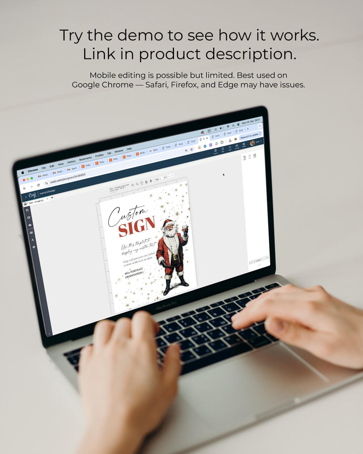 Santa Martini Custom Sign Editable Christmas Cocktail Party Decoration Holiday Bar Template #072 - TheLovebirdsDesign