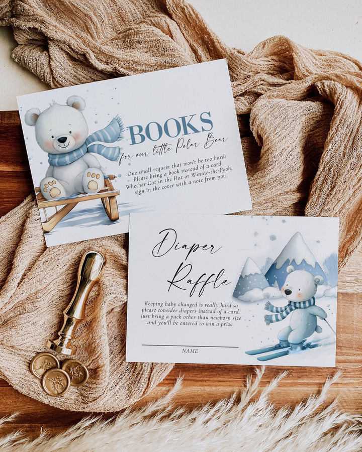 Baby It’s Cold Outside Baby Shower Invitation, Polar Bear Sled Winter Theme, Editable Template Set #072 - TheLovebirdsDesign