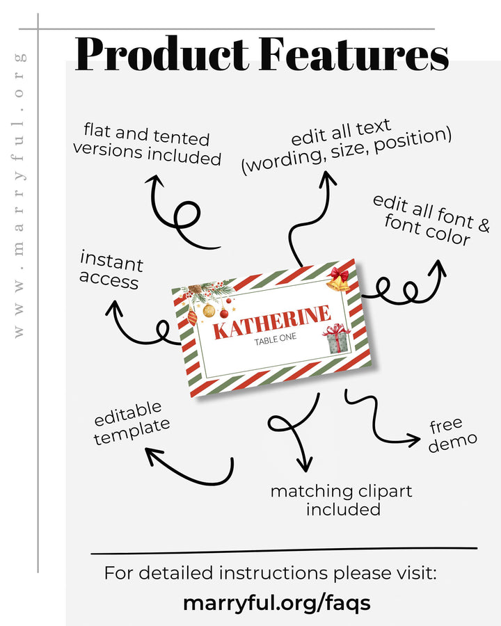 Santa Baby Place Cards, Christmas Baby Shower Food Labels, Flat & Tented Editable Templates #072 - TheLovebirdsDesign