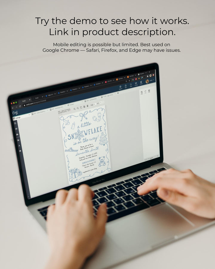 Blue Winter Baby Shower Invitation Suite Snowflake Baby Boy Invite Editable Template #070 - TheLovebirdsDesign