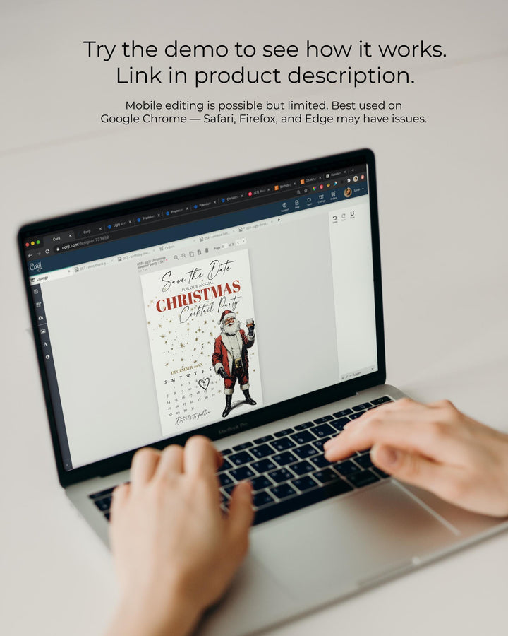 Santa Martini Save The Date Calendar Editable Christmas Cocktail Party Template Jingle And Mingle #072 - TheLovebirdsDesign