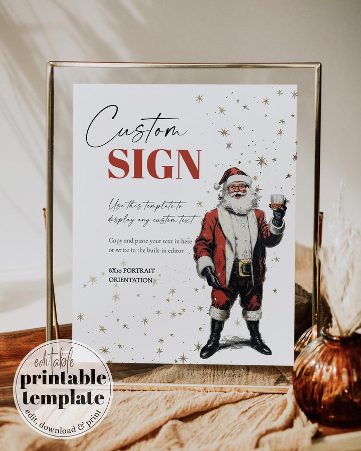 Santa Martini Custom Sign Editable Christmas Cocktail Party Decoration Holiday Bar Template #072 - TheLovebirdsDesign
