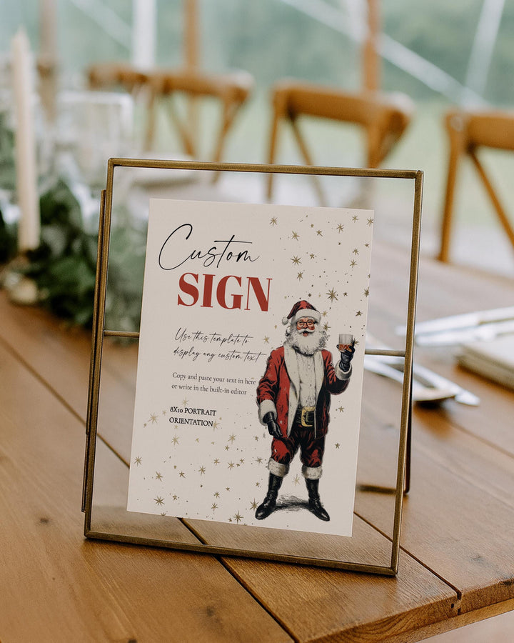 Santa Martini Custom Sign Editable Christmas Cocktail Party Decoration Holiday Bar Template #072 - TheLovebirdsDesign