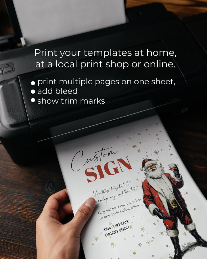 Santa Martini Custom Sign Editable Christmas Cocktail Party Decoration Holiday Bar Template #072 - TheLovebirdsDesign