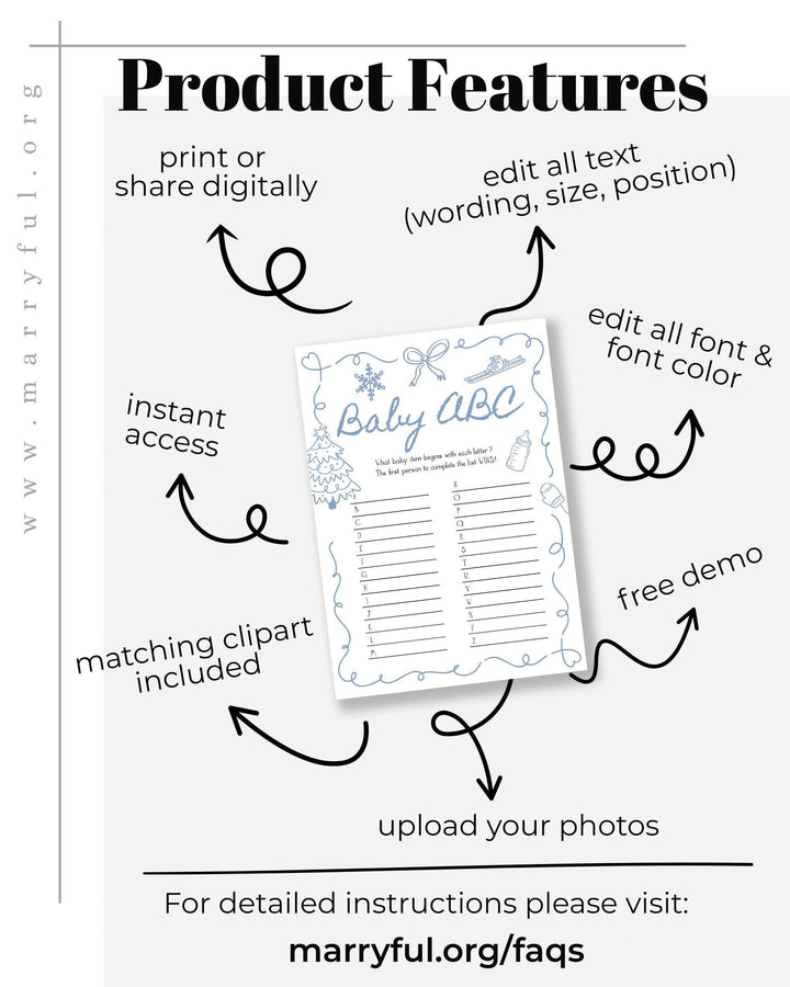 Winter Baby Shower Game Bundle Blue Snowflake Apres Ski Party Editable Template #070 - TheLovebirdsDesign