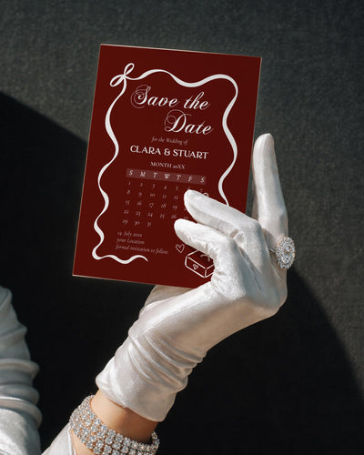 Burgundy Save the Date Calendar, Opera Elegant Wedding Template - marryful.org