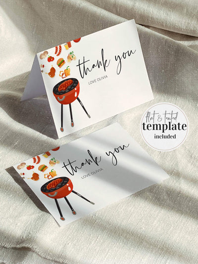 BBQ Baby Shower Thank You Card Template Barbecue Baby Sprinkle Printable 073BBQ-THCA - marryful.org