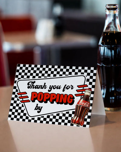 Ready to Pop Thank You Card Template, Soda Shop Retro Diner Baby Shower - marryful.org