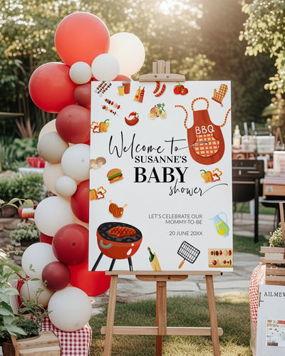 Baby-Q Welcome Sign Template, Backyard BBQ Baby Shower Decor Printable 073BBQ-WLCM - marryful.org
