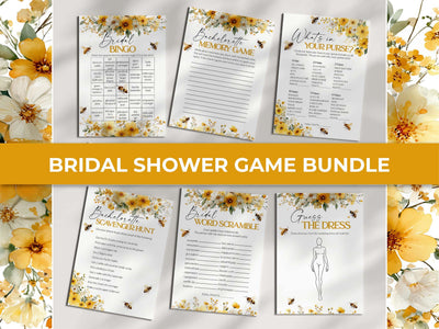 Honey Bee Bridal Shower Games Bundle Template, Bride to Bee Printable 079HB-GAMEB - marryful.org