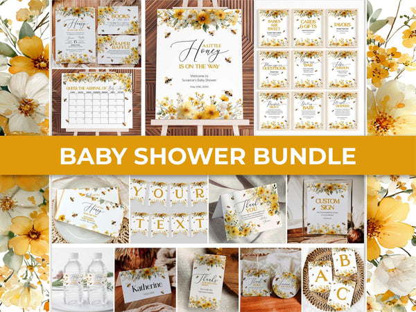 Honey Bee Baby Shower Bundle Template, Mommy to Bee Printable Party Set 079HB-BSBUNDLE - marryful.org