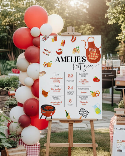 BBQ Baby Milestone Sign My First Year Barbecue Birthday Party Template 073BBQ-MISI - marryful.org