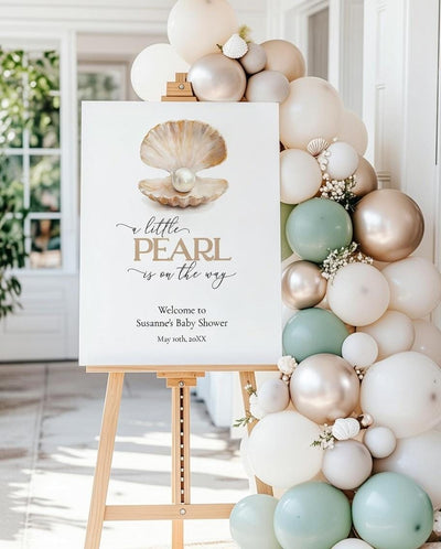 Little Pearl Baby Shower Welcome Sign, Under the Sea Mermaid Entrance Poster Template 067PE-WLCM - marryful.org
