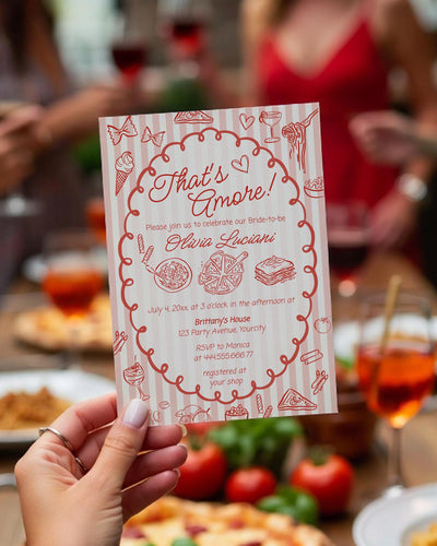That’s Amore Bridal Shower Invitation Template, Striped Italian Doodle Invite Printable 034AM-BRINV - marryful.org