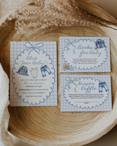 Denim Baby Shower Invitation Set, Western Blue Jean Theme 034BJ-BSINV - marryful.org
