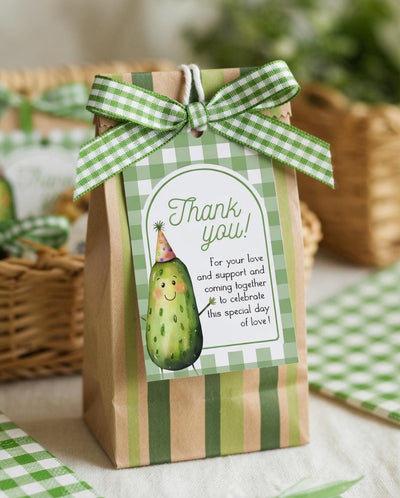 Pickle Favor Tags, One Big Dill First Birthday Labels Stickers Cupcake Toppers Template 012PI-TLST - marryful.org