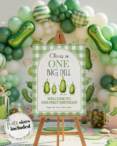 One Big Dill Pickle Welcome Sign, First Birthday Pickle Party Decor Template 012PI-WLCM - marryful.org