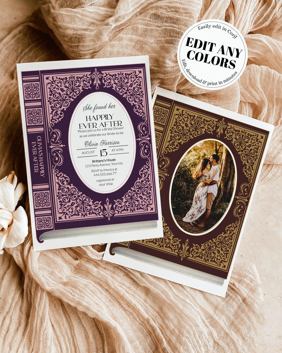 A New Chapter Begins Bridal Shower Invitation Template, Vintage Book Cover Bridal Brunch Invite 077ST-BRSINV - marryful.org
