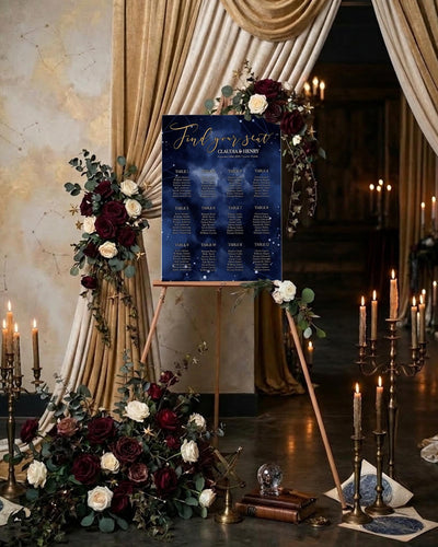 Celestial Wedding Seating Chart Printable, Starry Night Moon Reception Sign 066CE-SEAT - marryful.org