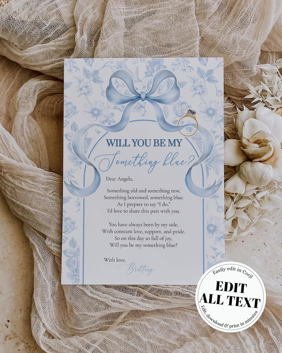 Old New Borrowed Blue Proposal Template, Something Blue Card, Digital Download 079SB-PROP - marryful.org