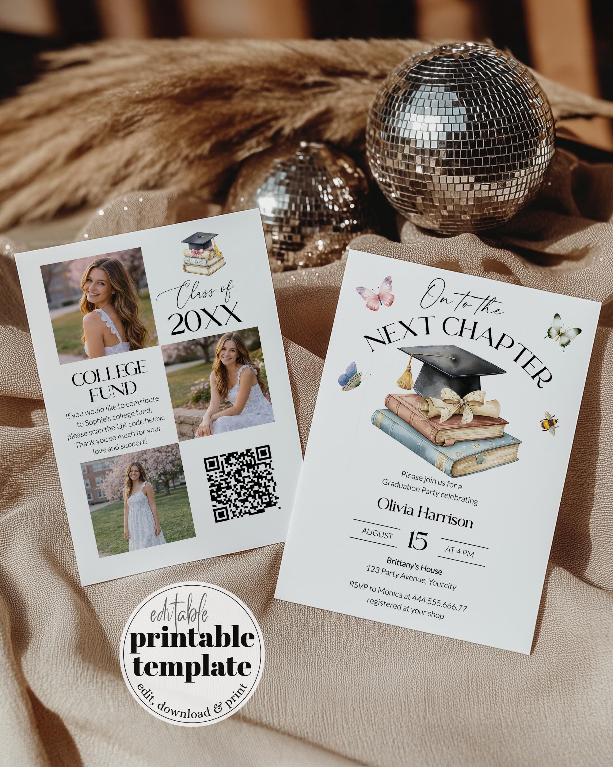 Book Themed Graduation Invitation