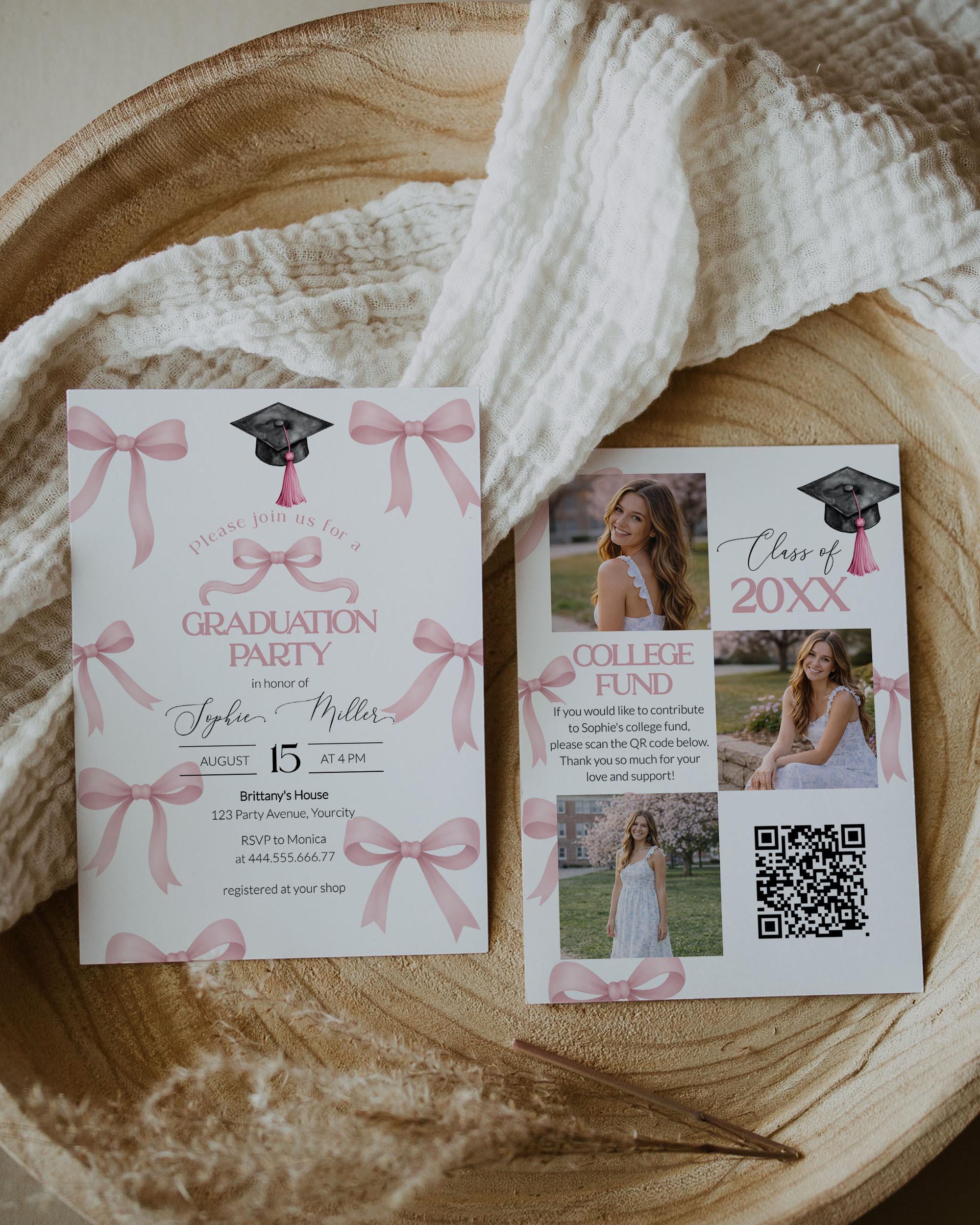 Pink Bow Senior Announcement Template