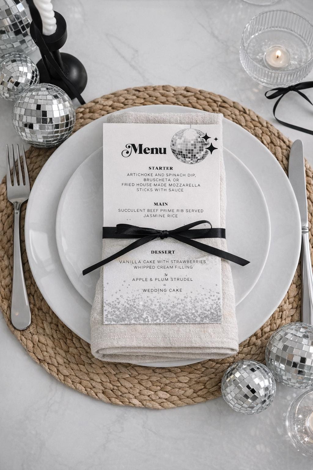 70s Disco Menu Cards