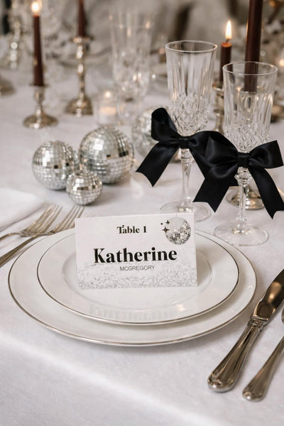 Disco Place Card Template, Wedding Name Cards, Food Label Tent, Groovy Table Decor 065D-PLCA
