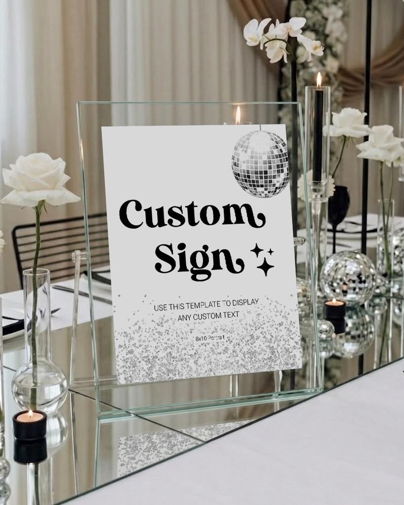 Disco Wedding Custom Sign Template for Retro Wedding, Bachelorette Weekend or 70s Party 065D-CUSI - marryful.org